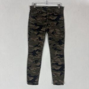 Gap Green Camouflage Denim Leggings Womens 27 Skinny Ankle Camo Jeans Mid Rise
